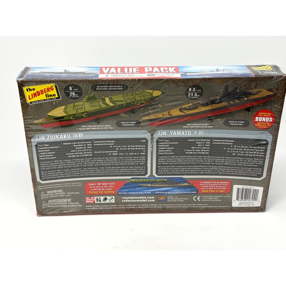 Lindberg Table Top Navy IJN Zuikaku & IJN Yamato WWII Model Kit Japanese Ships - Picture 3 of 5